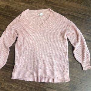 Pink v-neck sweater american eagle xs